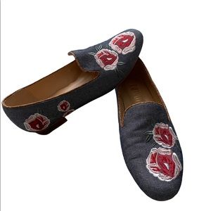 Billy Ella Anthropologie Briarwood Embroidered Floral Loafers